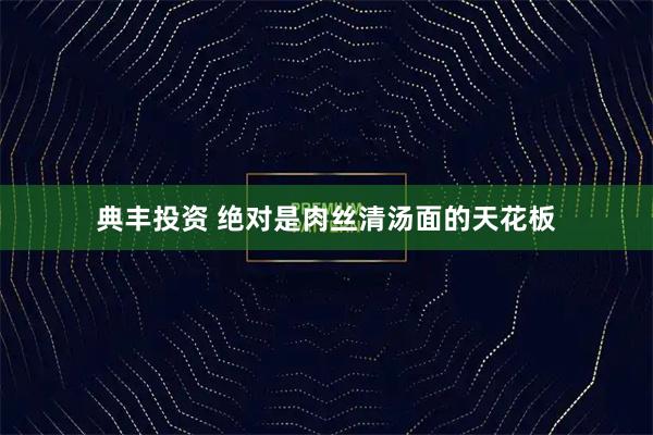 典丰投资 绝对是肉丝清汤面的天花板